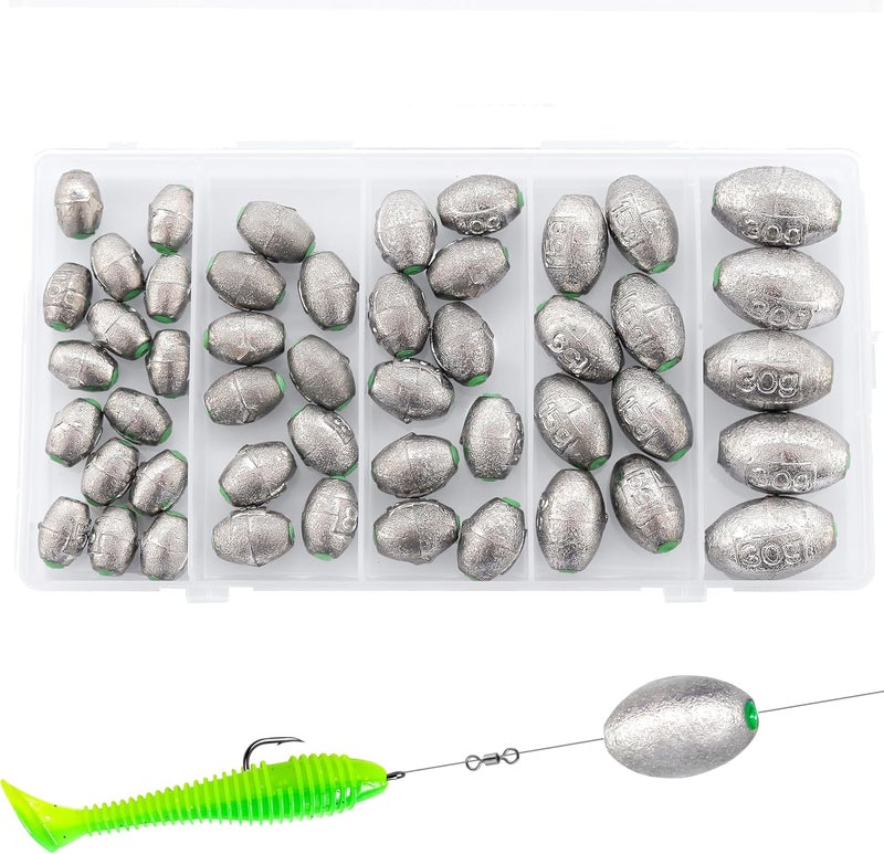 TKHDBF Egg Weights Egg Fishing Sinkers Lead Weights Catfish Weights Slide Sinkers for Fishing Line Assortment - Image 1